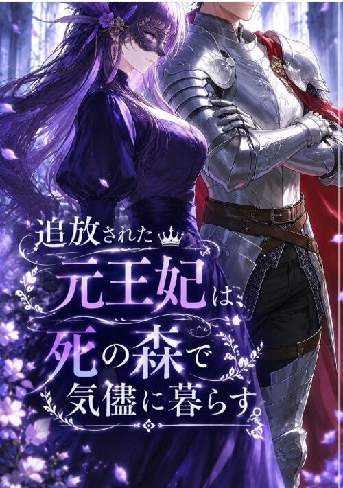『追放された元王妃は、死の森で気儘に暮らす。』（あさとよる） 表紙