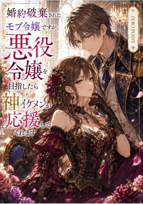 『婚約破棄されたモブ令嬢ですが、悪役令嬢を目指したら神イケメンが応援してくれます』（ZERO POINT） 表紙