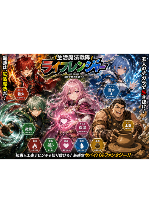 『生活魔法戦隊　ライフレンジャー』（茨野　三智） 表紙