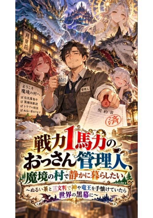 『戦力1馬力のおっさん管理人、魔境の村で静かに暮らしたい〜ぬるい茶と三文判で神や竜王を手懐けていたら世界の黒幕に〜』  