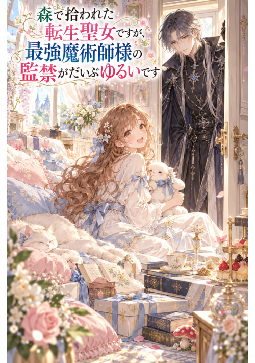 『『森で拾われた転生聖女ですが、最強魔術師様の監禁がだいぶゆるいです』』（星乃和花） 表紙