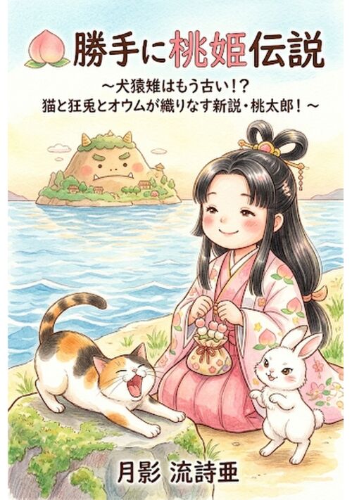 『​🍑勝手に桃姫伝説 ～犬猿雉はもう古い！？猫と狂兎とオウムが織りなす新説・桃太郎！ ～』（月影 流詩亜） 表紙