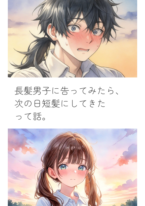 長髪男子に告ってみたら、次の日短髪にしてきたって話。