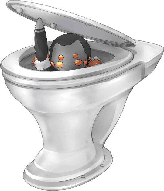 便器から顔を出すカエデ